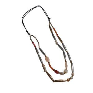 Vintage Multicolor Beaded Necklace Adjustable Layered Design Handmade Jewelry